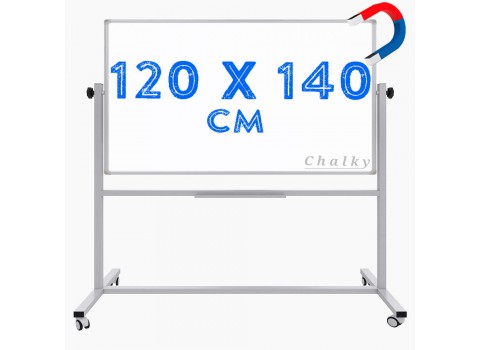 Chalky Mobil Tekerlekli Çift Taraflı Manyetik Beyaz Yazı Tahtası 120x140 cm